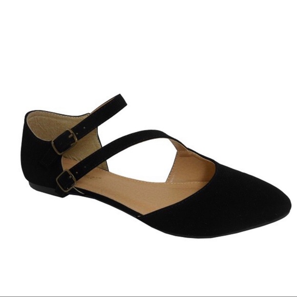Black ballet flats with adjustable ankle straps - Picture 2 of 2